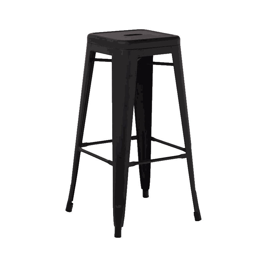 Tabouret de bar en métal noir mat